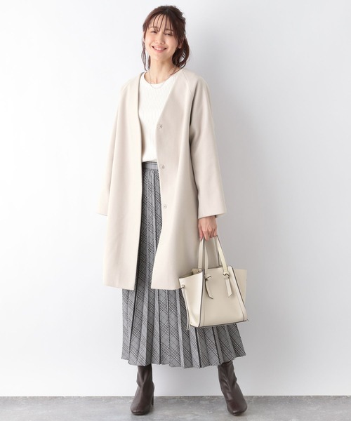 「GLOBAL WORK」 ノーカラーコート MEDIUM ベージュ系その他 レディース_画像2