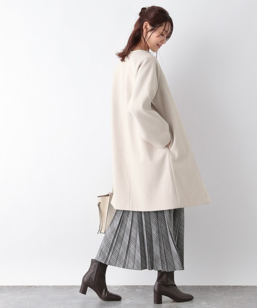 「GLOBAL WORK」 ノーカラーコート MEDIUM ベージュ系その他 レディース_画像4