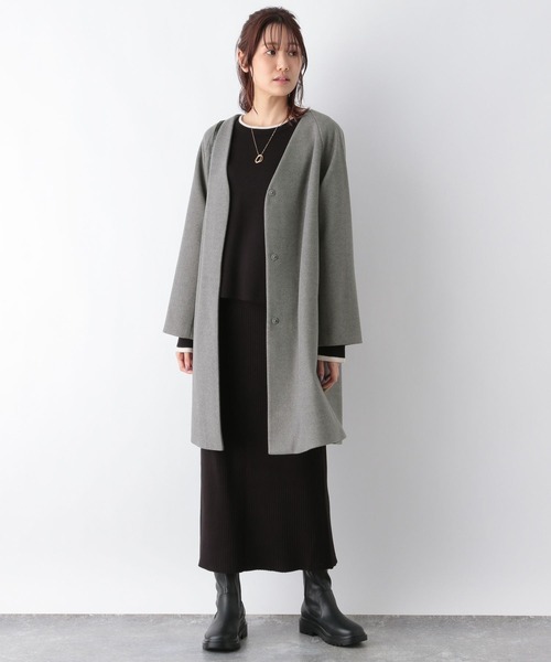 「GLOBAL WORK」 ノーカラーコート MEDIUM ベージュ系その他 レディース_画像7