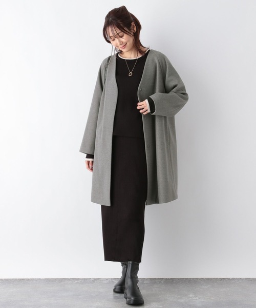 「GLOBAL WORK」 ノーカラーコート MEDIUM ベージュ系その他 レディース_画像8