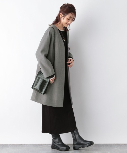 「GLOBAL WORK」 ノーカラーコート MEDIUM ベージュ系その他 レディース_画像9