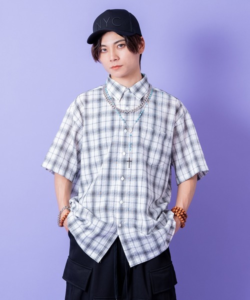 シャツ 半袖 a.p.o.v. コットンチェックシャツ メンズ レディース