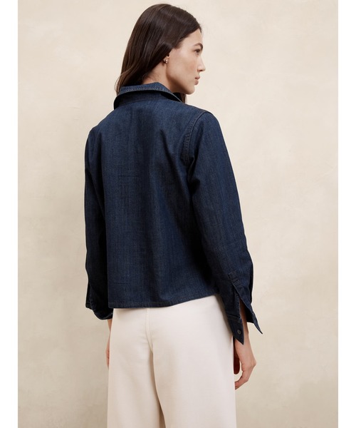 「BANANA REPUBLIC FACTORY STORE」 長袖シャツ M インディゴブルー レディース_画像5