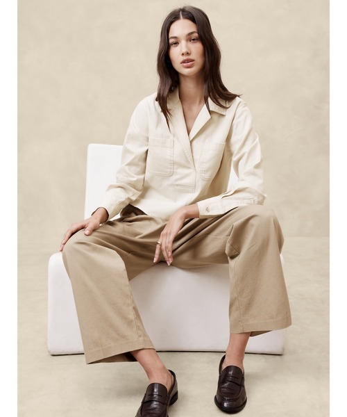 「BANANA REPUBLIC FACTORY STORE」 長袖シャツ M インディゴブルー レディース_画像7
