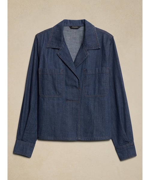 「BANANA REPUBLIC FACTORY STORE」 長袖シャツ M インディゴブルー レディース_画像8