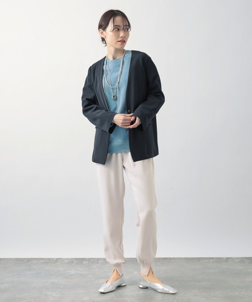 バンヤードストーム　美品　ノーカラー　ツイード　ジャケット　フリンジ　ネイビー 楽天市場】【SALE／50%OFF】ニットツイードジャケット