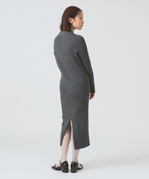 Ray BEAMS（レイ ビームス） ワンピース リブ ニット ポロ ワンピース