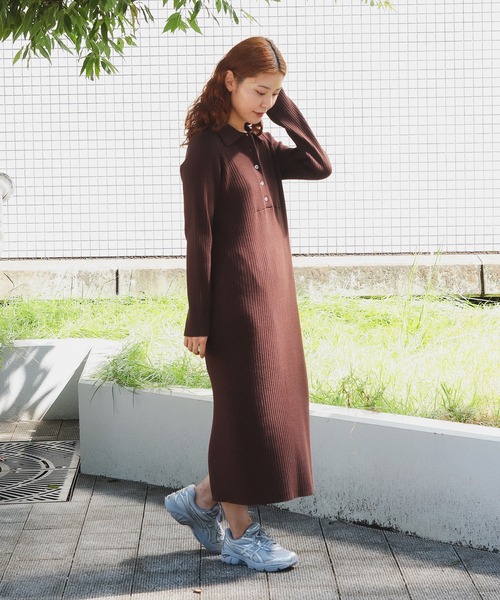 極美品✨ポロラルフローレン ワンピース マキシ丈 リブニット プリーツ 切り替え POLO RALPH LAUREN - ラルフローレン ニット ポロシャツ ワンピース