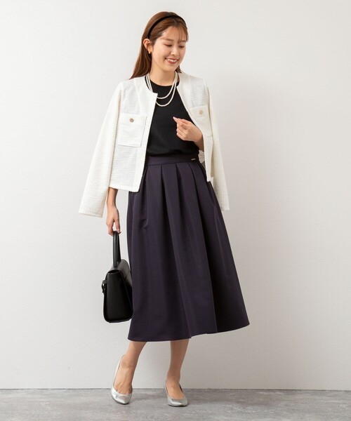 NOLLEY'S 美品　ノーカラー　ジャケット アウター　ネイビー 38 NOLLEY'S 「NOLLEY'S」 ノーカラージャケット 38 ネイビー