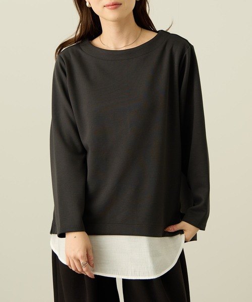 NAVY tシャツ ダンボールニット 裾ラウンドプルオーバー「毛玉になり
