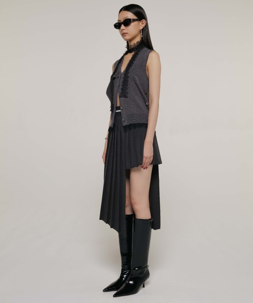 JOSEMOON ジョゼムーン 2WAY NECK RIB KNIT セール】WHOLEGARMENT SHORT KINT TOPS/ホールガーメント