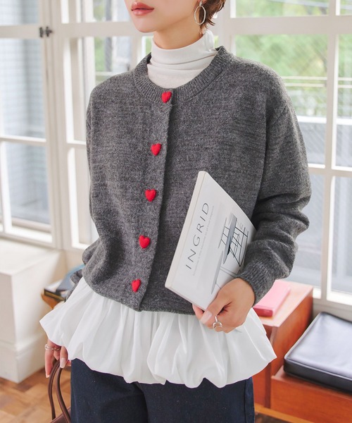 KOBE LETTUCE（神戸レタス） カーディガン ハートボタン デザイン