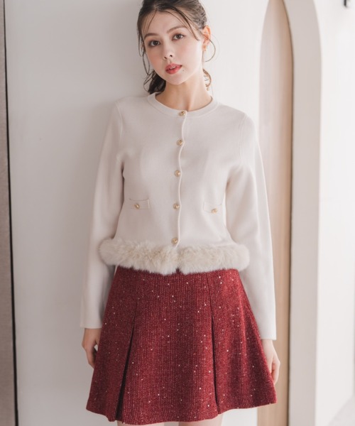 ★ミッシュマッシュ★外せるファー★ニット★カーディガン★アンゴラウール★ MISCH MASCH（ミッシュマッシュ） カーディガン 裾ファーニット