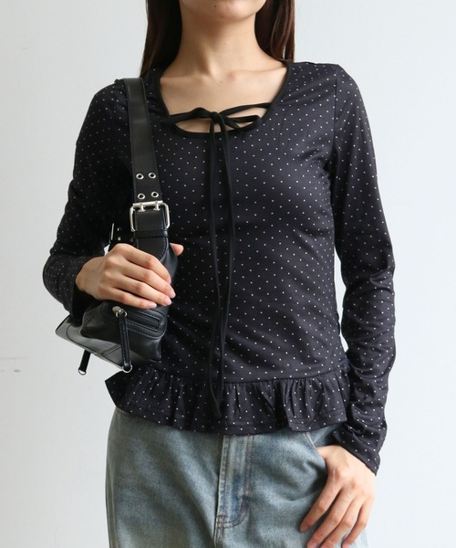 tシャツ CS ドット柄フリルカットソー レディース : ZOZOTOWN Yahoo!店 