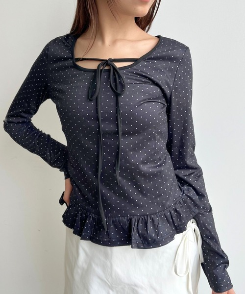 tシャツ CS ドット柄フリルカットソー レディース : ZOZOTOWN Yahoo!店 