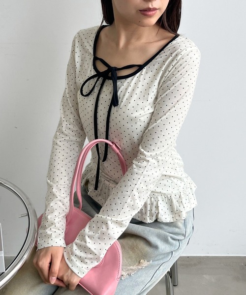 tシャツ CS ドット柄フリルカットソー レディース : ZOZOTOWN Yahoo!店 