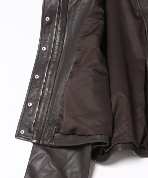 コート アウター RYDER FUNNEL NECK LEATHER JACKET | RYDER ファンネル ネック レザー ジャケット レディースの画像
