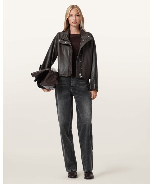 AllSaints/レザージャケット ALLSAINTS（オールセインツ） コート アウター RYDER FUNNEL NECK