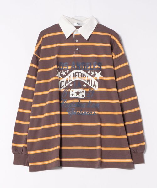 tシャツ a.p.o.v. 掠れアメカジプリントボーダー柄オーバーサイズ