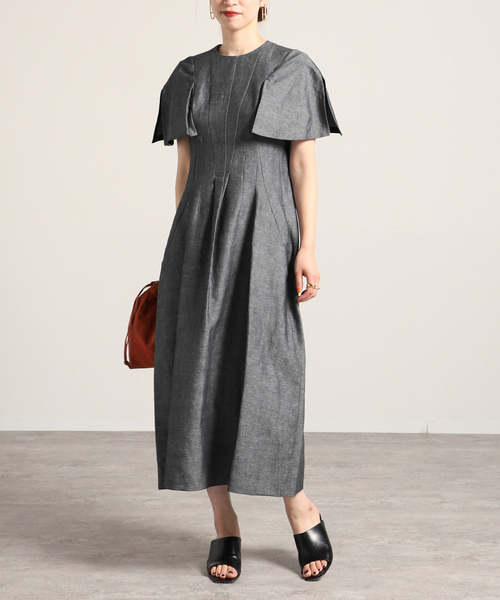 「VERMEIL par iena」 半袖ワンピース 38 グレー レディース_画像2