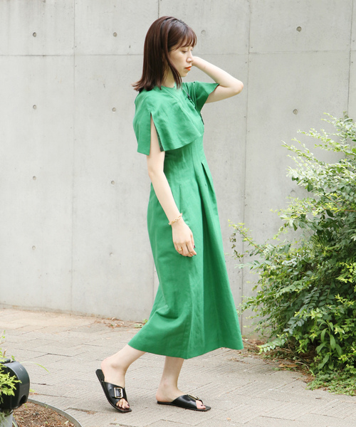 「VERMEIL par iena」 半袖ワンピース 38 グレー レディース_画像6