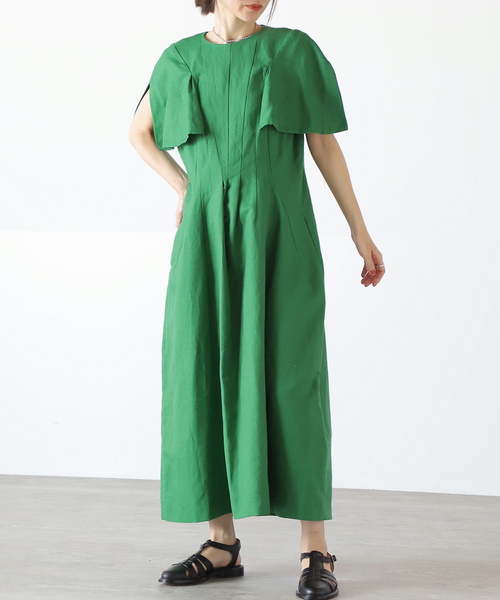 「VERMEIL par iena」 半袖ワンピース 38 グレー レディース_画像8