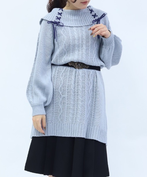 axes femme（アクシーズ ファム） チュニック レースアップニット