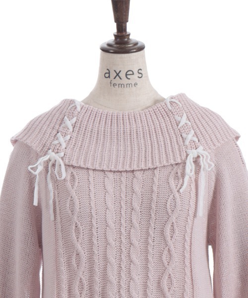 axes femme（アクシーズ ファム） チュニック レースアップニット