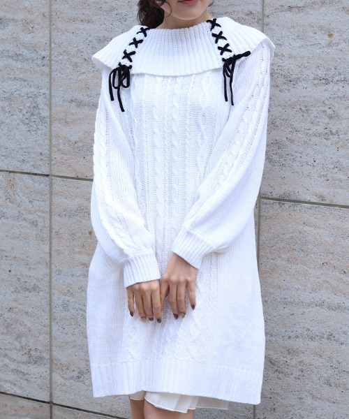 axes femme（アクシーズ ファム） チュニック レースアップニット