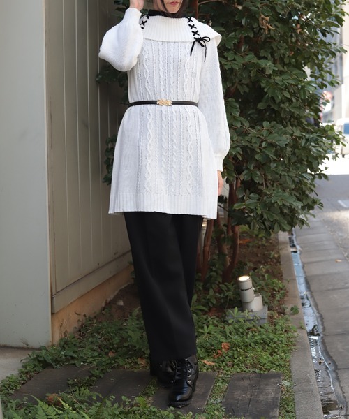 axes femme チュニック スカート W編み上げニットチュニック[品番：IGAW0001068]｜axes femme