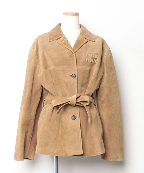 miu miu（ミュウミュウ） レザージャケット 36 ブラウン レディース