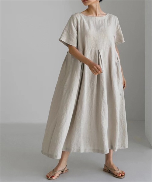 「Dream garden」 半袖ワンピース L カーキ レディース_画像7