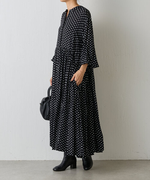 BEARDSLEY（ビアズリー） 7分袖ワンピース 0 ブラック レディース