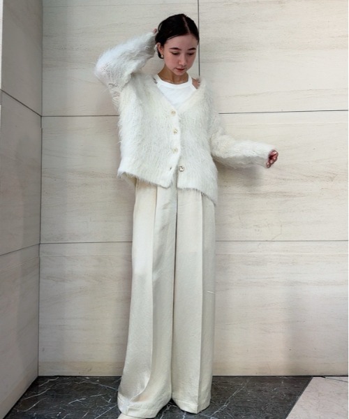 snidelホワイト カーディガン 長袖 SNIDEL（スナイデル） ニットカーディガン FREE アイボリー レディース