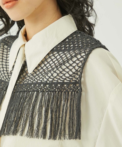 【美品】  PUBLIC TOKYO / パブリックトウキョウ | 総柄シアーシャツ | F | ブラウン | レディース PUBLIC TOKYO - パブリックトウキョウ 日本製 長袖 シアー シャツ F