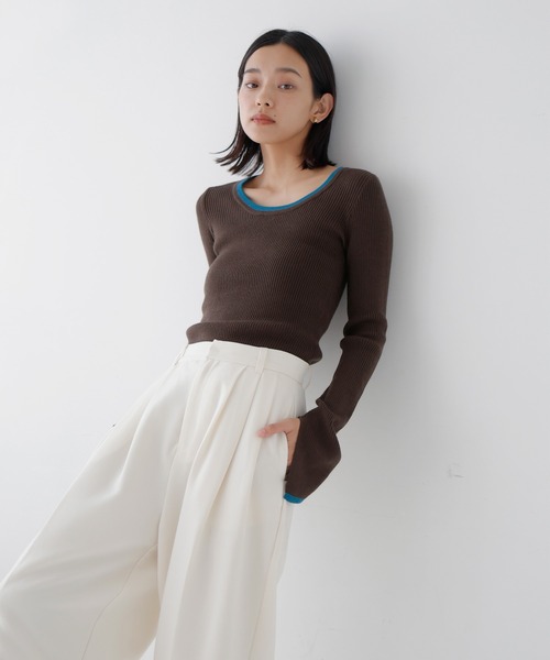 「hellam」 長袖ニット FREE ネイビー レディース_画像3