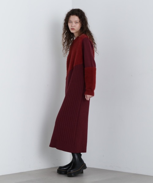 「AVIREX」 ニットワンピース M レッド レディースの画像