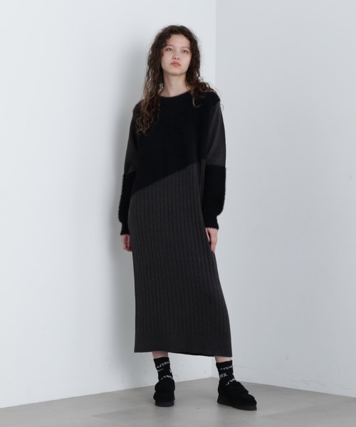 「AVIREX」 ニットワンピース M レッド レディースの画像