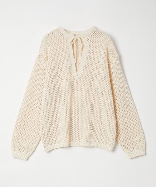 lavish gate  キーネックニット Muscat ニット セーター キーネックMIXメッシュプルオーバー