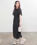 ワンピース 夏 半袖 フレア袖ワンピースの詳細画像1