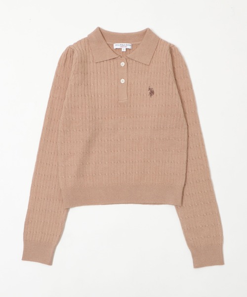 「U.S. POLO ASSN.」 長袖ニット FREE アイボリー レディース_画像3