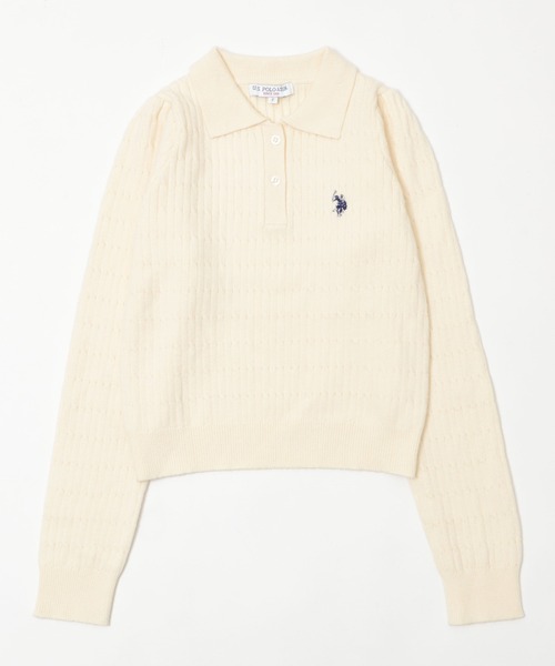 「U.S. POLO ASSN.」 長袖ニット FREE アイボリー レディース_画像4