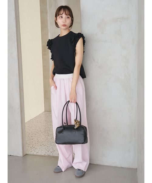tシャツ フラワーモチーフＴシャツ/接触冷感 レディースの画像