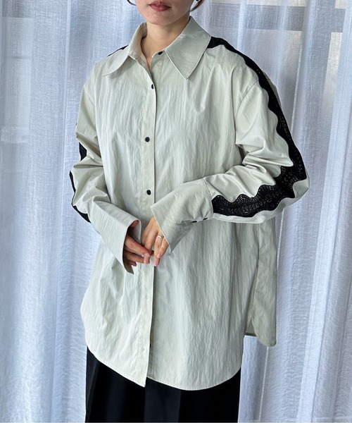 「feepur」 長袖ブラウス MEDIUM ブルーグレー レディース_画像2