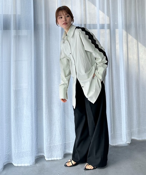「feepur」 長袖ブラウス MEDIUM ブルーグレー レディース_画像4