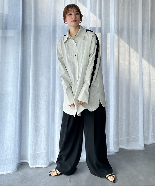 「feepur」 長袖ブラウス MEDIUM ブルーグレー レディース_画像7