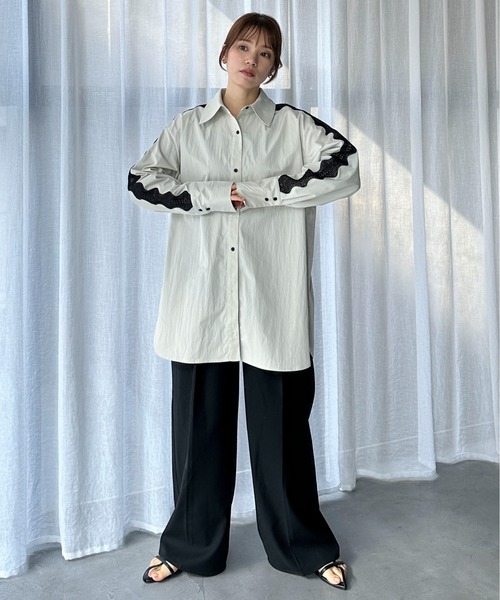「feepur」 長袖ブラウス MEDIUM ブルーグレー レディース_画像8
