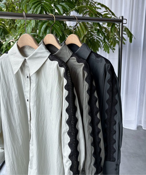 「feepur」 長袖ブラウス MEDIUM ブルーグレー レディース_画像9