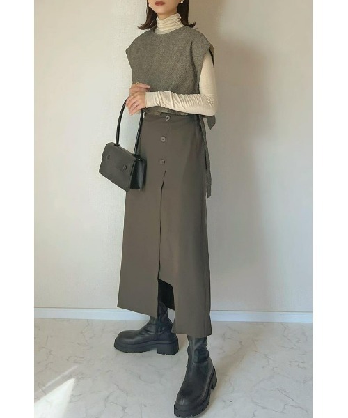 「&. NOSTALGIA」 ロングスカート M カーキ レディース_画像9