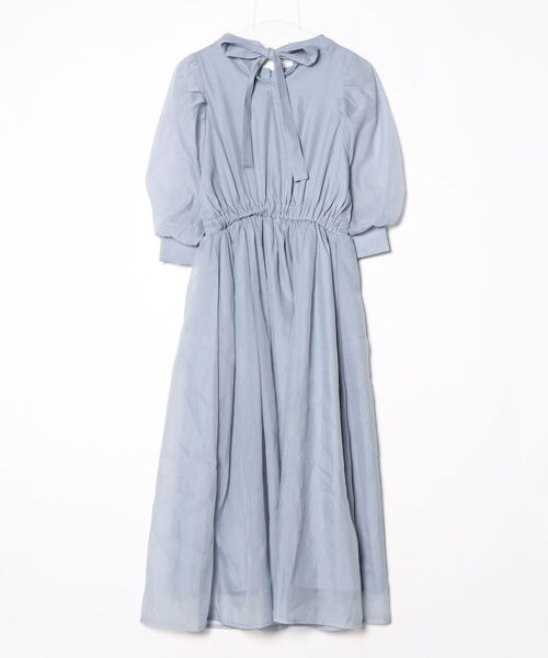 「DRESS PLUS」 半袖ワンピース L ブルーグレー レディース_画像2
